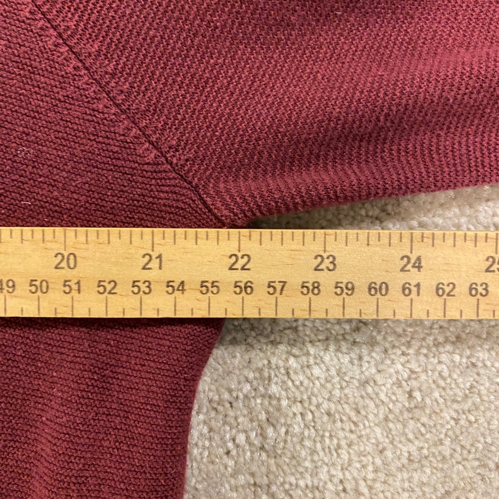 Pure Jill Sweater Womens Large Burgundy V-Neck Tiered Hem Cotton Blend Tunic - Picture 4 of 9